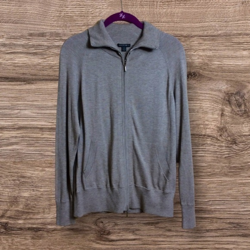Lafayette 148 full zip cardigan sweater Cashmere blend Tan/oatmeal Medium
